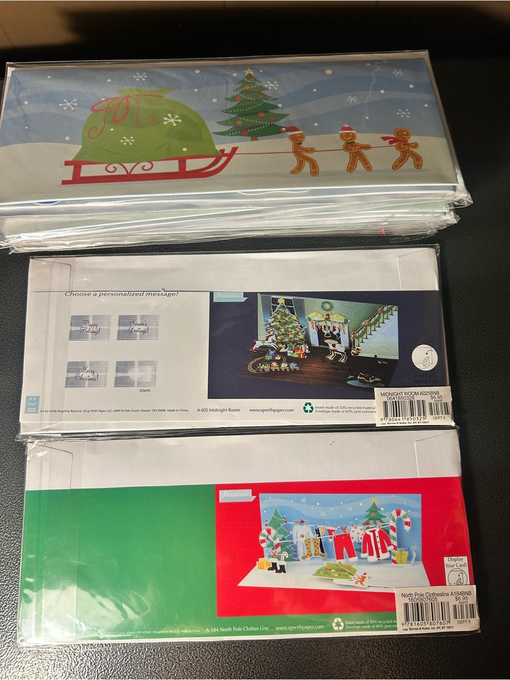 3-D Panoramic Pop-Up Holiday Christmas Cards - Set of 9